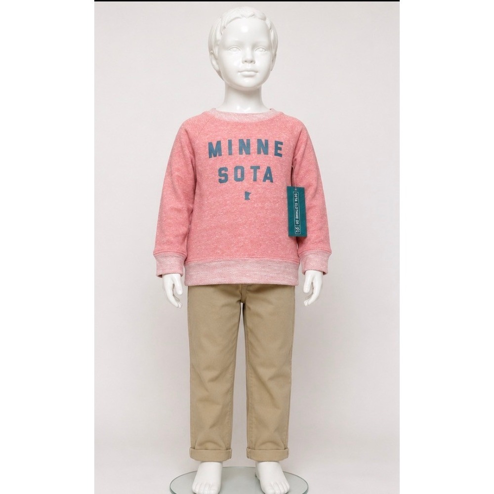 Sota Clothing Co Minnesota Sweatshirt Kids Size 3 Pink Raglan Elbow Patches
